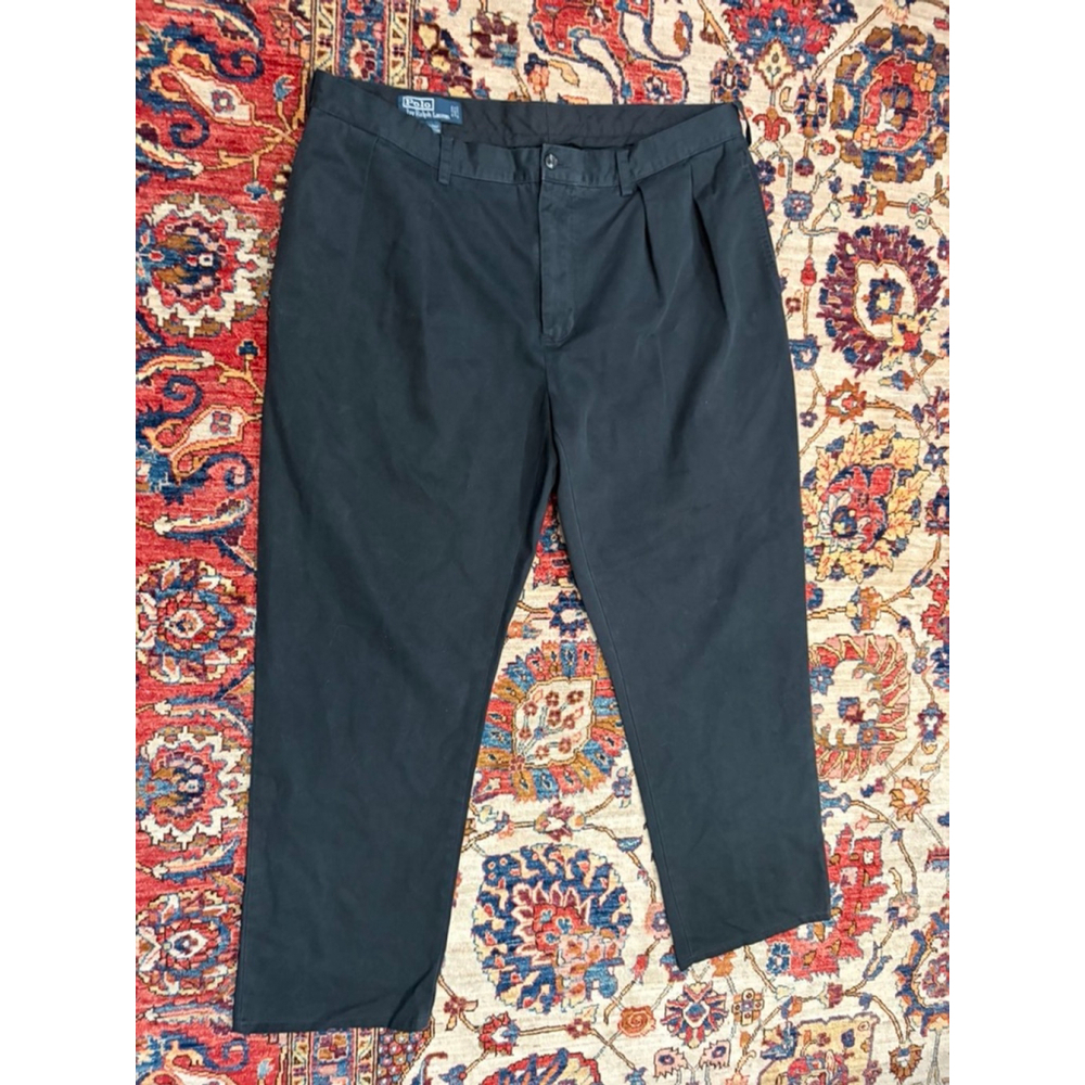 Polo Ralph Lauren Ethan Pant Black Chino Pleated Trousers Size 38x32